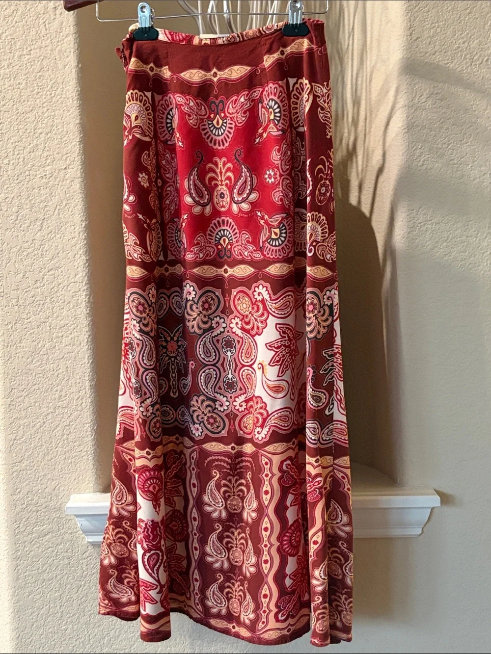 Farm Rio Red Paisley Bohemian Maxi Skirt Size S - Picture 3 of 7